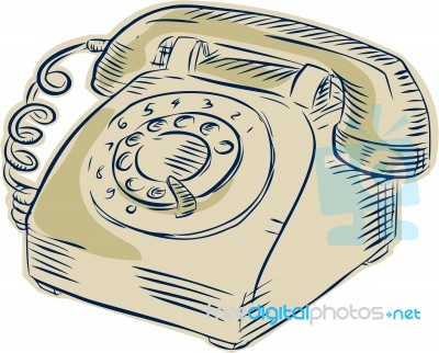 Telephone Vintage Etching Stock Image