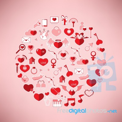 Template Circle Valentine's Day, Love Icon Stock Image