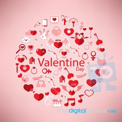Template Circle Valentine's Day, Love Icon Stock Photo