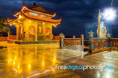 Temple At Night Stock Photo