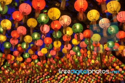 Temple Lanterns Stock Photo