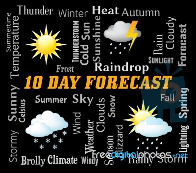 Ten Day Forecast Represents Bad Weather And Forecasting Stock Image