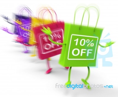 Ten Percent Off On Colored Bags Show Bargains Stock Image