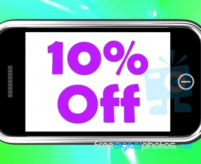 Ten Percent Phone Shows Sale Discount Or 10 Off Stock Image