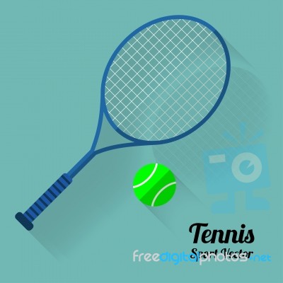 Tennis Racket And Ball Icon, Flat  Illustration Stock Image