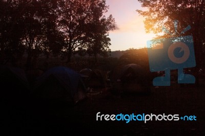 Tent Of A Natural Sunrise Stock Photo