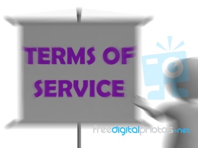 Terms Of Service Board Displays Legality And Privacy Stock Image