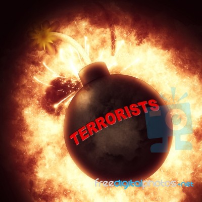 Terrorists Bomb Represents Freedom Fighters And Explosions Stock Image