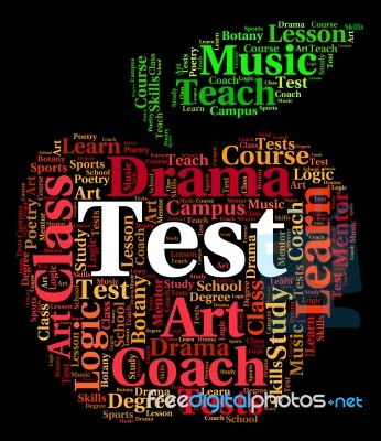 Test Word Indicates Examinations Text And Assessment Stock Image