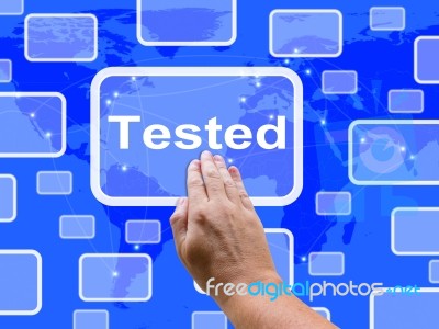Tested Touch Screen Shows Product Quality Checked Ok Stock Image