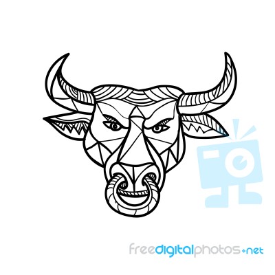 Texas Longhorn Bull Head Mosaic Stock Image