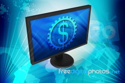 TFT Monitor And Dollar Sign Stock Image