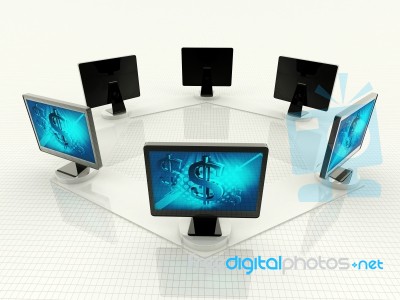 Tft Monitor And Dollar Sign Stock Image