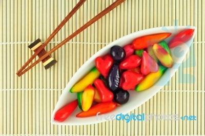 Thai Desserts In Dish Stock Photo