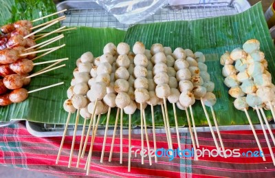 Thai Stick Meat Ball, Street Food Stock Photo