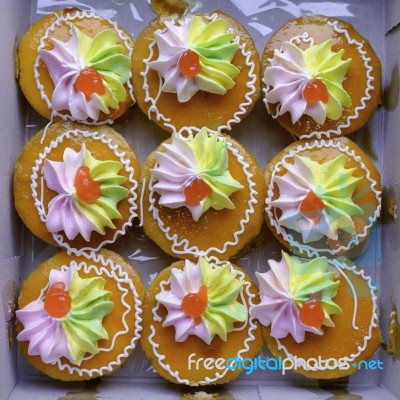 Thai Style Cup Cake Stock Photo