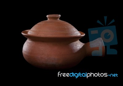 Thai Tradition Clay Pot On Black Background Stock Photo