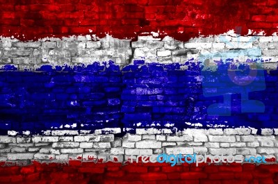 Thailand Flag Painted On Wall Stock Photo