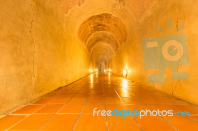 Thailand Temple, Historical Buddhist Temple In Cave Mountain Stock Photo