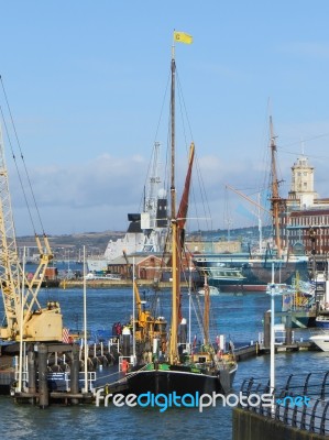 Thames Barge At Portsmouth Stock Photo