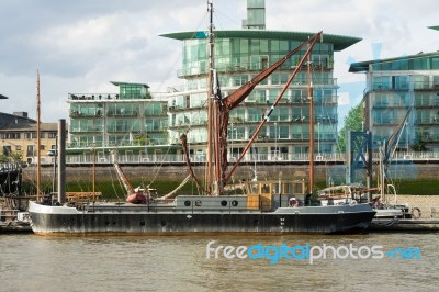 Thames Barge Moored On The River Thames Stock Photo Thames Barge Moored On The River Thames Stock Photo