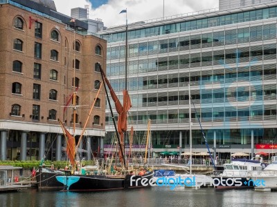 Thames Barges In St Katherine's Dock London Stock Photo