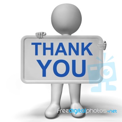 Thank You Sign Showing Thanks And Gratefulness Stock Image