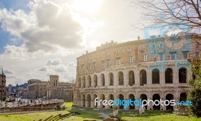 The Ancient Roman Theatre Of Marcellus In Rome Stock Photo