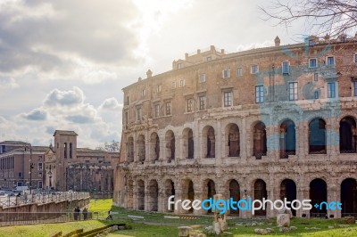 The Ancient Roman Theatre Of Marcellus In Rome Stock Photo