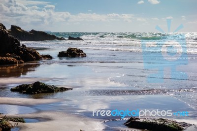 The Beach At Bude Stock Photo
