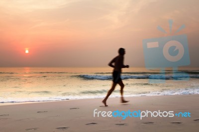 The Beach At Dawn In Thailand Stock Photo