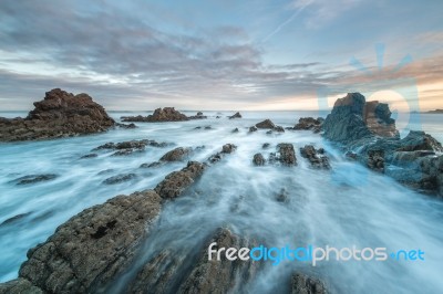 The Beauty Of The Beaches Of Asturias, Spain Stock Photo