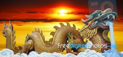 The Big Golden Dragon Stock Photo