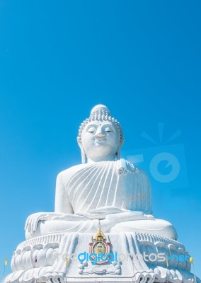 The Big White Marble Buddha Statue Monument Of Phuket, Thailand Stock Photo
