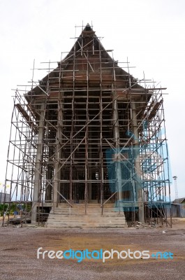 The Church Is Under Construction, A Temple, Thailand Stock Photo