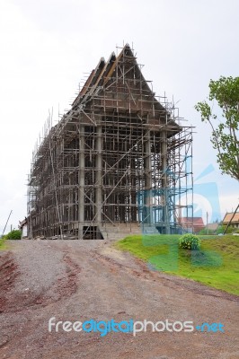 The Church Is Under Construction, A Temple, Thailand Stock Photo The Church Is Under Construction, A Temple, Thailand Stock Photo