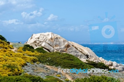 The Coastline At Capo Testa Sardinia Stock Photo