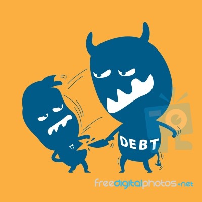 The Debt Attack Businessman Stock Image