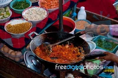 The Favorite Stir Fried Noodle Thai Style Is Name Pad Thai Stock Photo