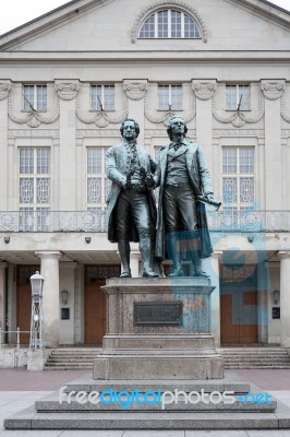 The Goethe–schiller Monument In Weimar Germany Stock Photo