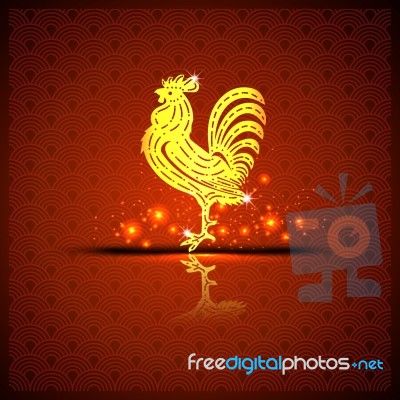 The Gold  Roosters And Orange Background Stock Image