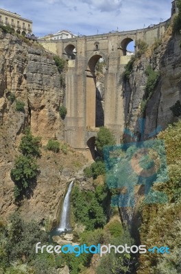 The Gorge And The Waterfall Of Ronda Stock Photo