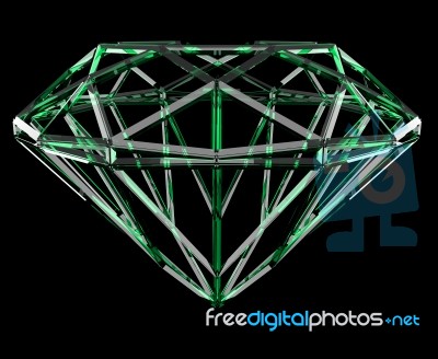 The Green Geometrical Shape Of The Diamond Lattice, Clipping Path Stock Image