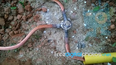 The Grounding By Thermowelding Method Stock Photo