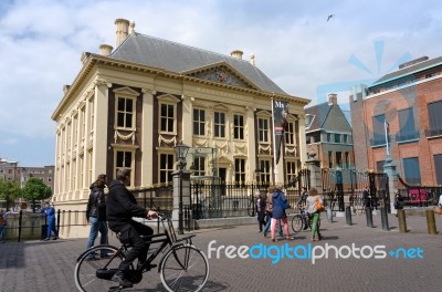 The Hague, Netherlands - May 8, 2015: Tourists Visit Mauritshuis… Stock Photo