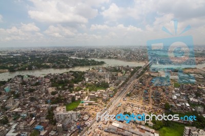 The Helicopter Shot From Dhaka, Bangladesh Stock Photo