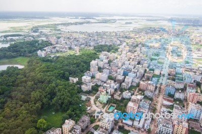 The Helicopter Shot From Dhaka, Bangladesh Stock Photo