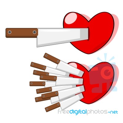 The Knife Push In Heart Stock Image
