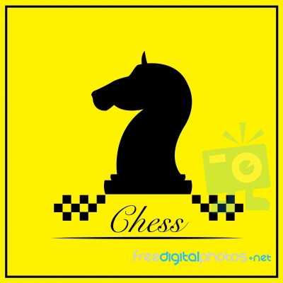 The Knight Chess Piece On Yellow Background  Illustration Stock Image