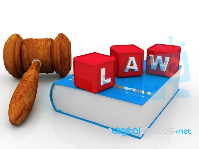 The Law Book With Gavel On White Background Stock Image